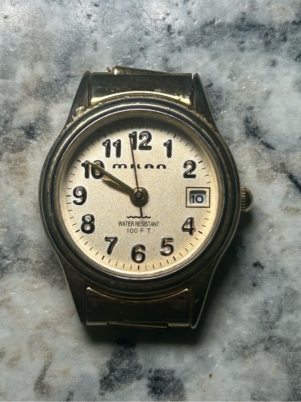 Vintage Milan MLN 805 Gold-Tone Quartz Watch 24mm Working New Battery No Band